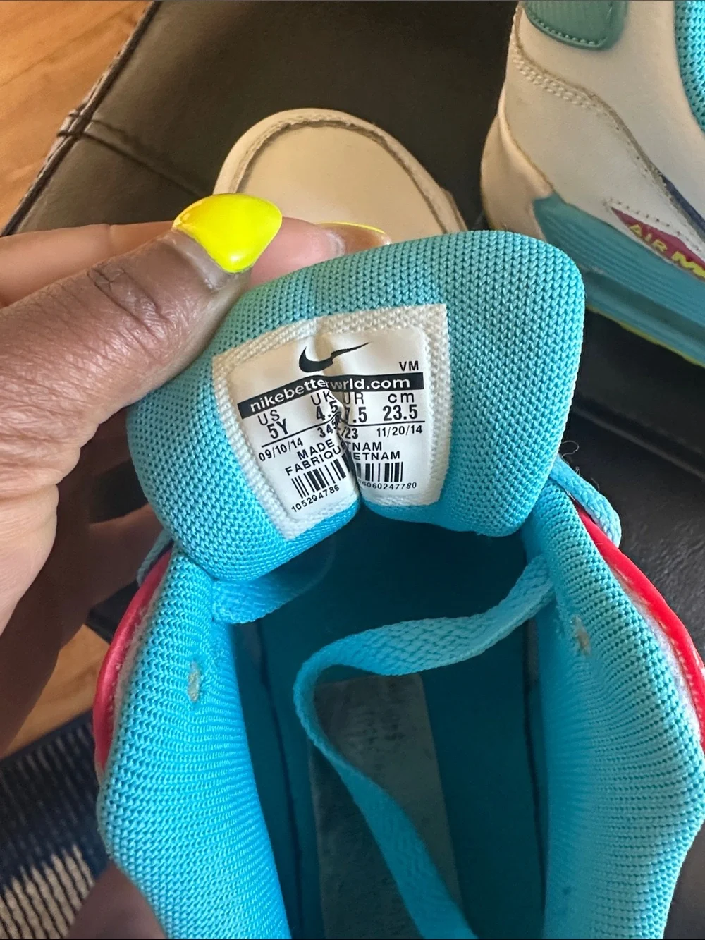 Nike Kids White, Teal & Yellow Lace-Up Sneakers